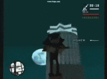 a video game screen shows a person riding a bike