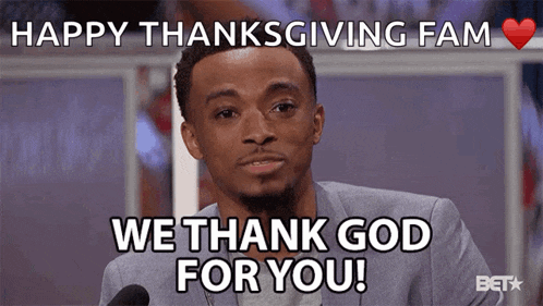 a man in a suit is saying we thank god for you