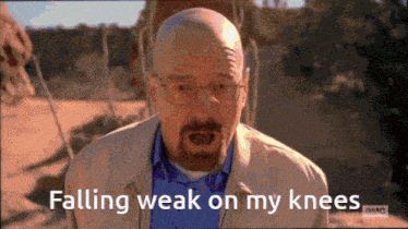 a man with glasses and a beard says falling weak on my knees