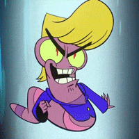 a cartoon of a worm with a yellow haircut