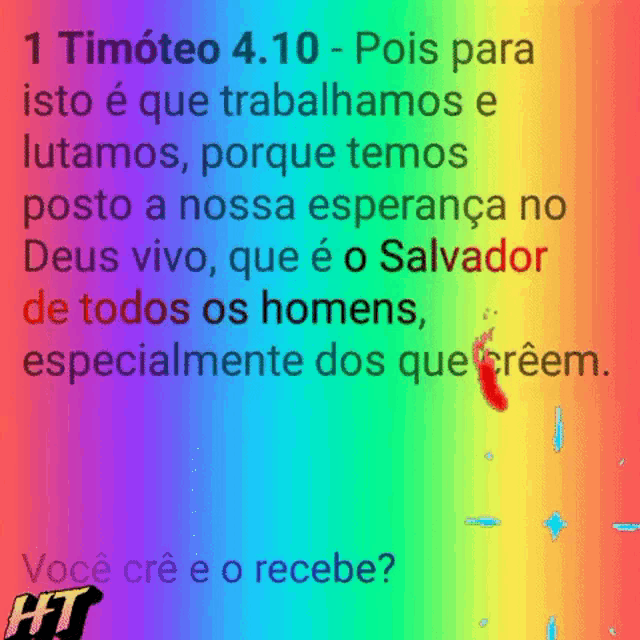 a rainbow colored background with a bible verse in portuguese