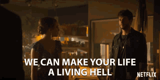 a netflix ad shows a man and woman talking