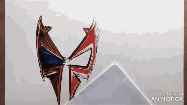 a drawing of a spiderman mask is being made by animatica