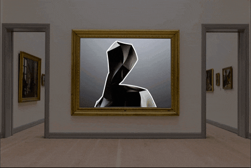 a picture of a hooded figure with the gm logo on it