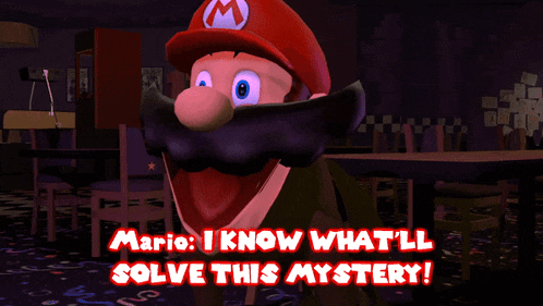a cartoon of mario with the words " mario i know what 'll solve this mystery "