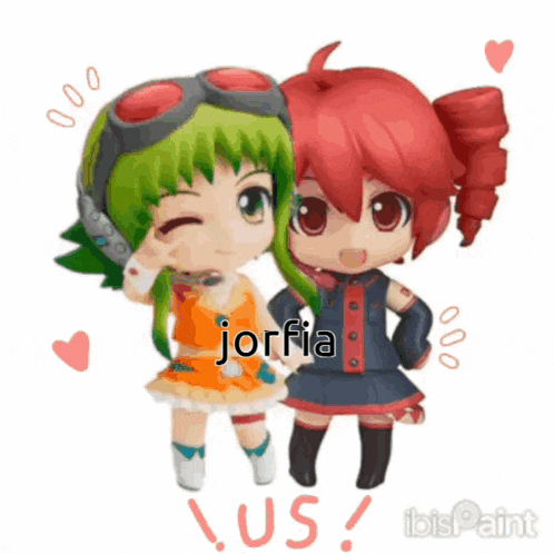 a cartoon of two girls with the name jorfia us