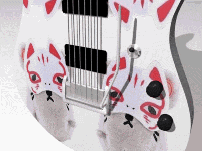 a guitar with a cat face on it