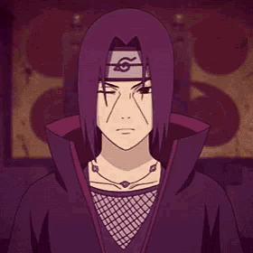 itachi uchiha from naruto is holding his finger to his chin .