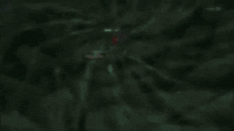 a painting of a cave with a snake coming out of it and a question mark .