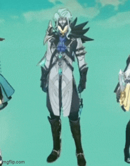 a man with a bird on his head is standing in front of a blue sky