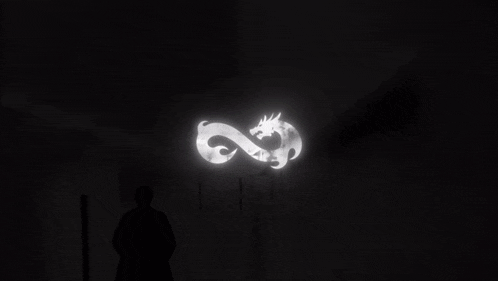 a drawing of a dragon in the shape of a infinity symbol