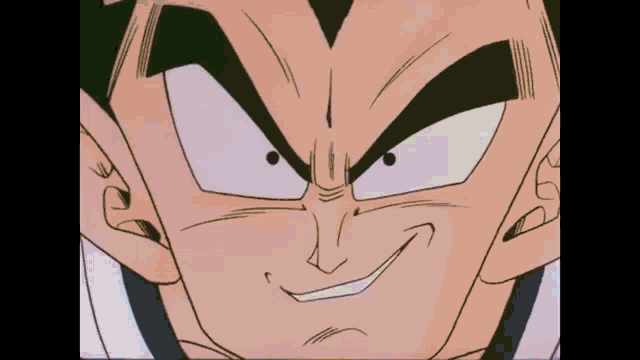 a close up of a cartoon character 's face with a smile on his face