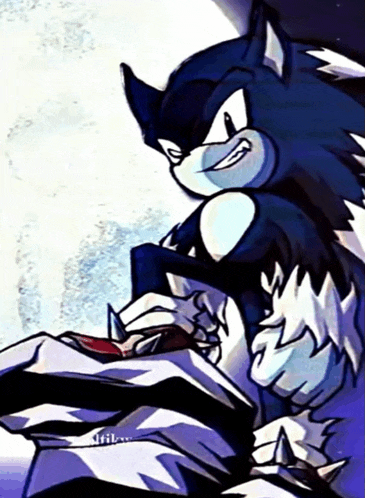 a drawing of a sonic the hedgehog with a full moon in the background and the name spike on the bottom right
