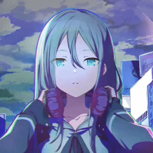 a girl with blue eyes is wearing headphones on her ears