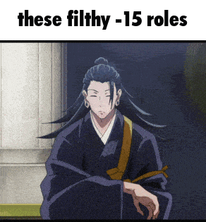 a picture of a man in a kimono with the words these filthy -15 roles