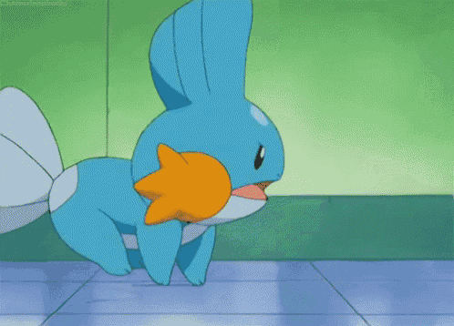 a cartoon chicken is standing on a tiled floor