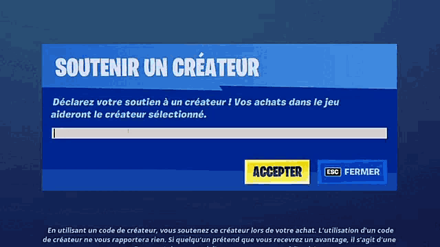 a screen that says soutien un createur with a check mark