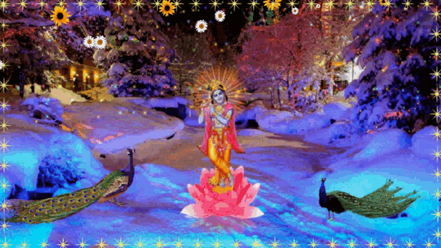 Jai Sh Krishna Flowers GIF - Jai Sh Krishna Flowers Sparkle GIFs