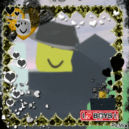 a picture frame with a smiley face and the words i love boys