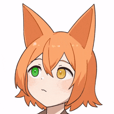 a cartoon of a girl with orange hair and green eyes