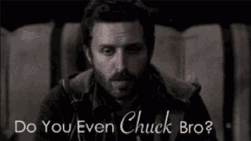 a man with a beard is sitting in a chair and asking do you even chuck bro
