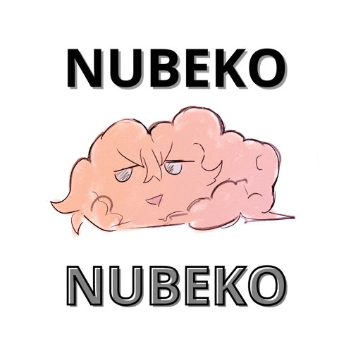a drawing of a cloud with a face and the words nubeko nubeko below it