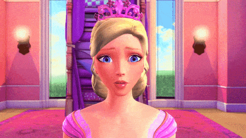 a barbie doll with a tiara on her head is standing in a room