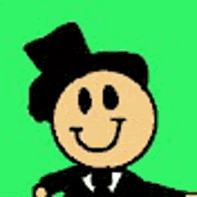 a drawing of a man with a smiley face and a top hat
