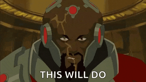 a cartoon of a man with a beard and a helmet saying this will do