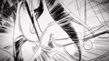 a black and white drawing of a person 's face with a clock in the background .