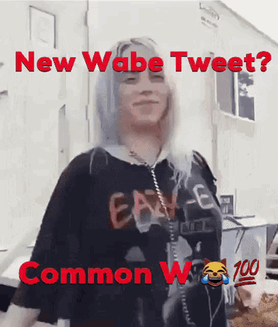 a picture of billie eilish with the words new wabe tweet