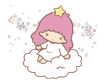a little twin stars cartoon character is sitting on a cloud .