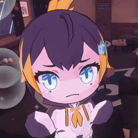 a cartoon character with a blue eye and a yellow stripe on her hair