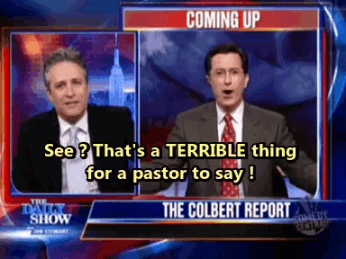 the colbert report is coming up on the daily show with two men standing next to each other