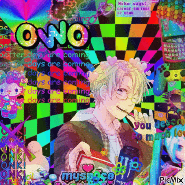 a picture of a boy with a crown of flowers on his head and the word ono