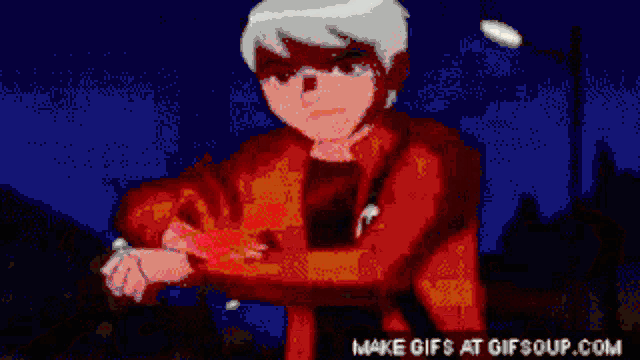 a pixelated image of a person with the words make gifs at gifsoup.com