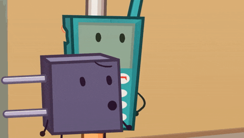 a cartoon drawing of a cell phone and a plug
