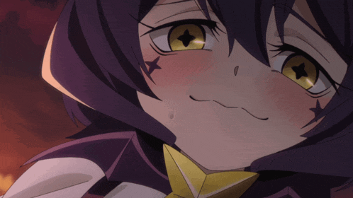 a close up of a cartoon character with a star on her face