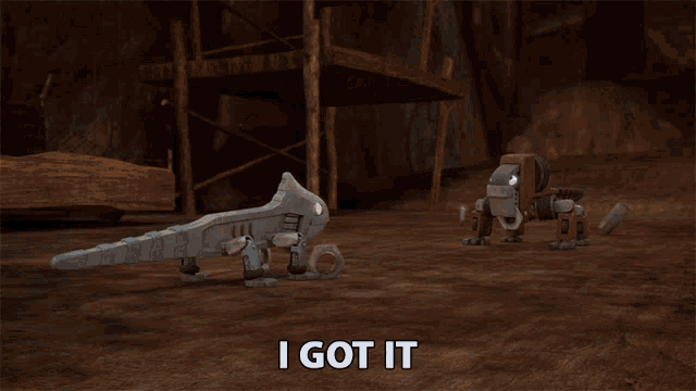 a cartoon character says " i got it " in a blurry image