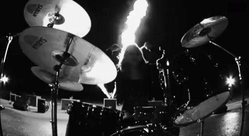 Bateria Instrumento Musical GIF - Rock Band Drummer Fireworks GIFs