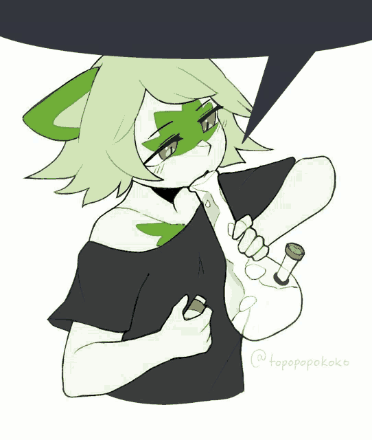 a drawing of a person smoking a bong with the name topopopokoko on the bottom right