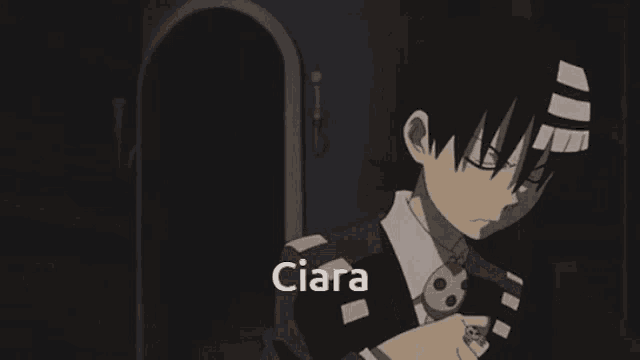 a cartoon character holding a id card with the word ciara on it
