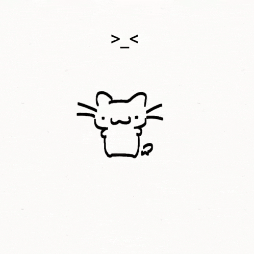 a black and white drawing of a cat making a funny face .