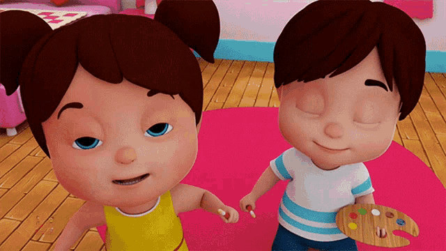 a boy and a girl with their eyes closed