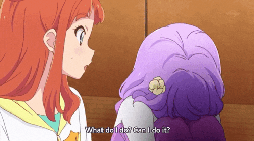 two anime girls are talking and one of them says " what do i do "