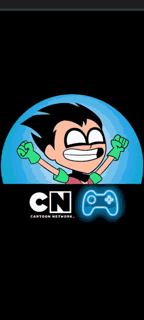 a cartoon network logo with a robin and a game controller