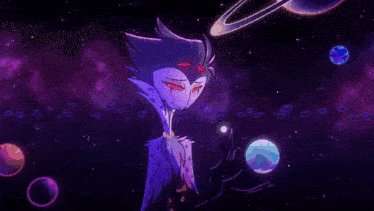 a cartoon character is standing in front of a purple background with the words " i long to " written on it
