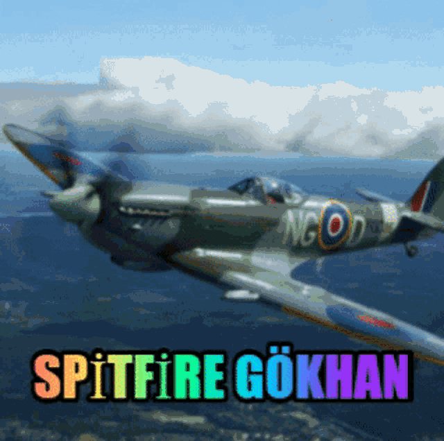 a spitfire gokhan advertisement with a plane in the sky