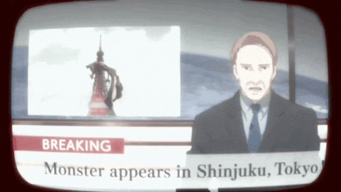 a breaking news report about a monster in shinjuku tokyo