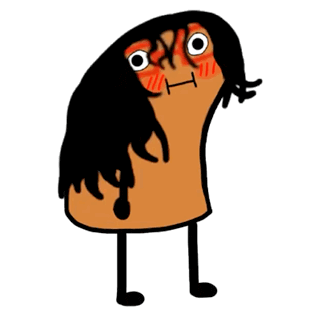 a cartoon drawing of a person with long hair holding a pen and writing a math equation